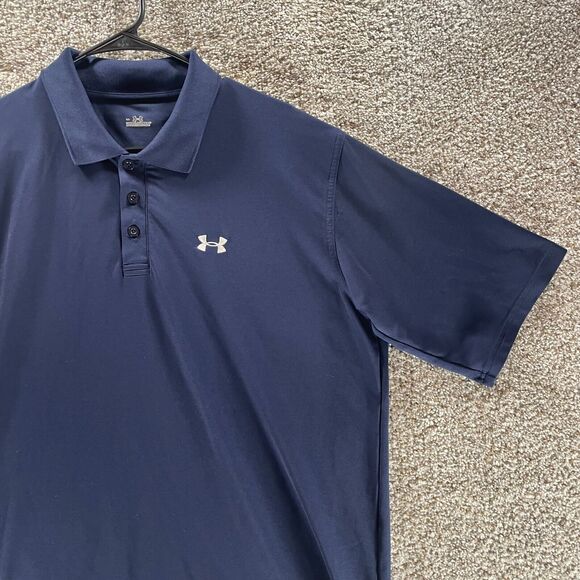 Under Armour Polo Shirt Mens Large Blue Short Sleeve Collared Adult Pullover - Picture 5 of 13